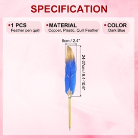 PATIKIL Feather Pen Quill, Feather Ballpoint Pen Bulk Refined Vintage Feather Calligraphy Pen for Guest Signature Wedding Bridal Office Writing, Dark Blue
