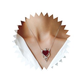 Allereya Vintage Crystal Heart Pendant Necklace Rhinestone Fox Choker Necklace Red Oil Heart Love Choker Necklace Silver Heart Love Necklace Jewellery for Women and Girls, Zinc, No Gemstone