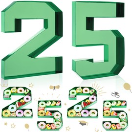 CroBlissful 13.7" Graduation Charcuterie Letters Fillable Large 25 Cardboard Numbers Box Number Shaped Tray Candy Container Box for School Grad Birthday Party Supplies(Green)