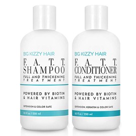 Big Kizzy F.A.T.T. Volumizing & Thickening Biotin Shampoo & Conditioner Set, Gentle Hair Care Hair Safe for Extensions Color Keratin Treatments, Strengthens & Nourishes Fragile Hair
