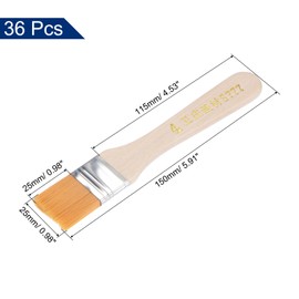 QUARKZMAN Pack of 36 6 inch brushes, 1 inch wide, soft nylon bristles with wooden handle for walls, cupboards, fences