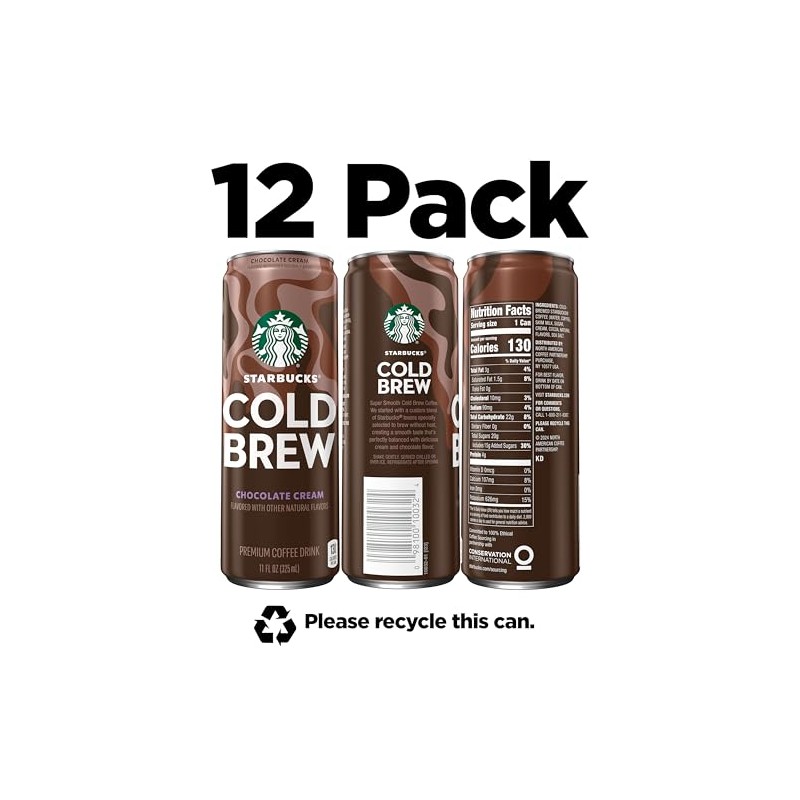 Starbucks Cold Brew Coffee, Chocolate Cream, 11 fl oz Cans