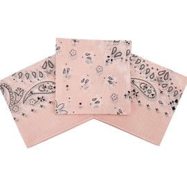 HankieWorld Bandanas for Women and Men，3 Pack Super Soft Thin 60s Preium Cotton 22 inch Handkerchiefs(3 Pack-Crystal Rose)