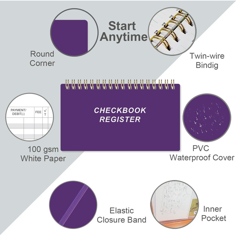 Check Registers for Personal Checkbook - A6 Blank Ledger Transaction