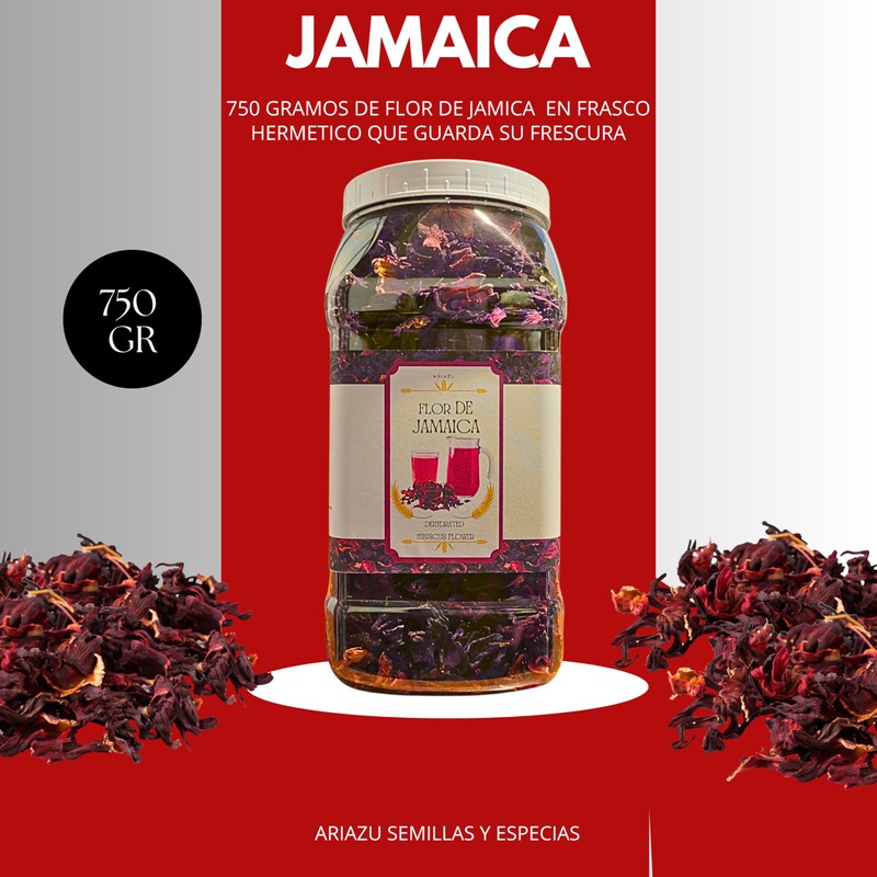 ARIAZU Jamaica Flor de Jamaica 750gr frasco hermetico reusable Jamaica