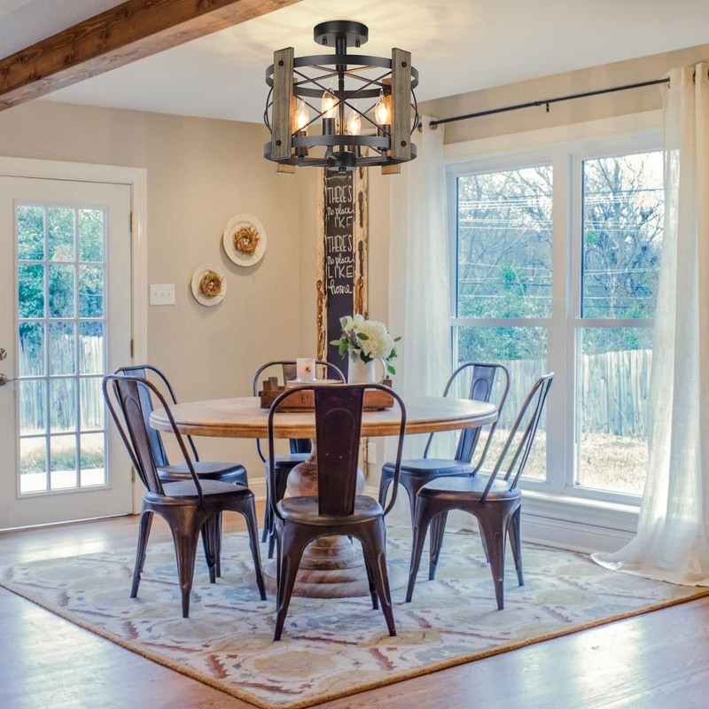 BrightHome Farmhouse Rustic Light Fixture Ceiling Mount, Semi Flush Mount