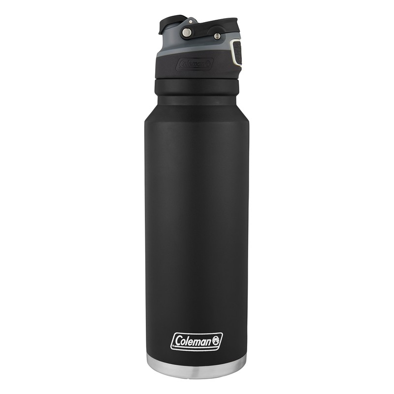 Coleman Autoseal FreeFlow Stainless Steel Water Bottle, Black, 40 oz