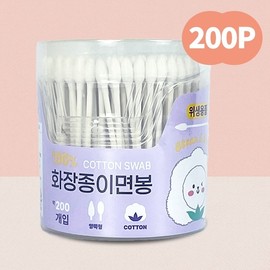 Partner company Portable travel cosmetic paper multipurpose cotton swab cylindrical 200P / 휴대용 여행용 화장종이 다용도 면봉 원통형 200P X 5세트