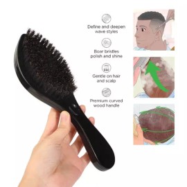 남성용 360 곡선 웨이브 브러쉬 중간 강도 손바닥 헤어 플랫 브리슬 [PINK] Men's 360 Curve Wave Brush Medium Strength Palm Hair Flat Bristle [PINK]