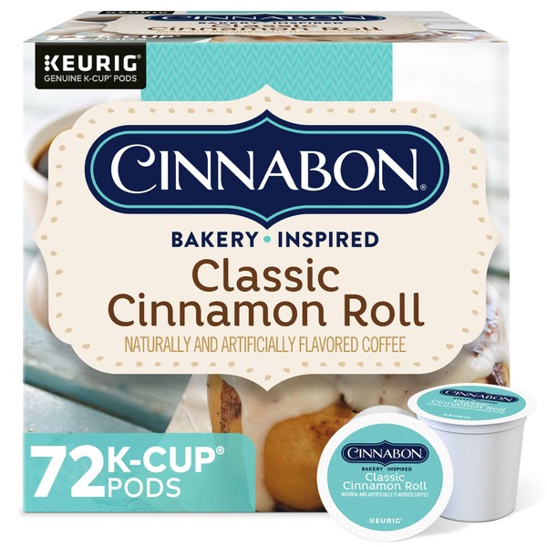 Cinnabon Classic Cinnamon Roll, Single-Serve Keurig K-Cup Pods, Flavored Coffee,