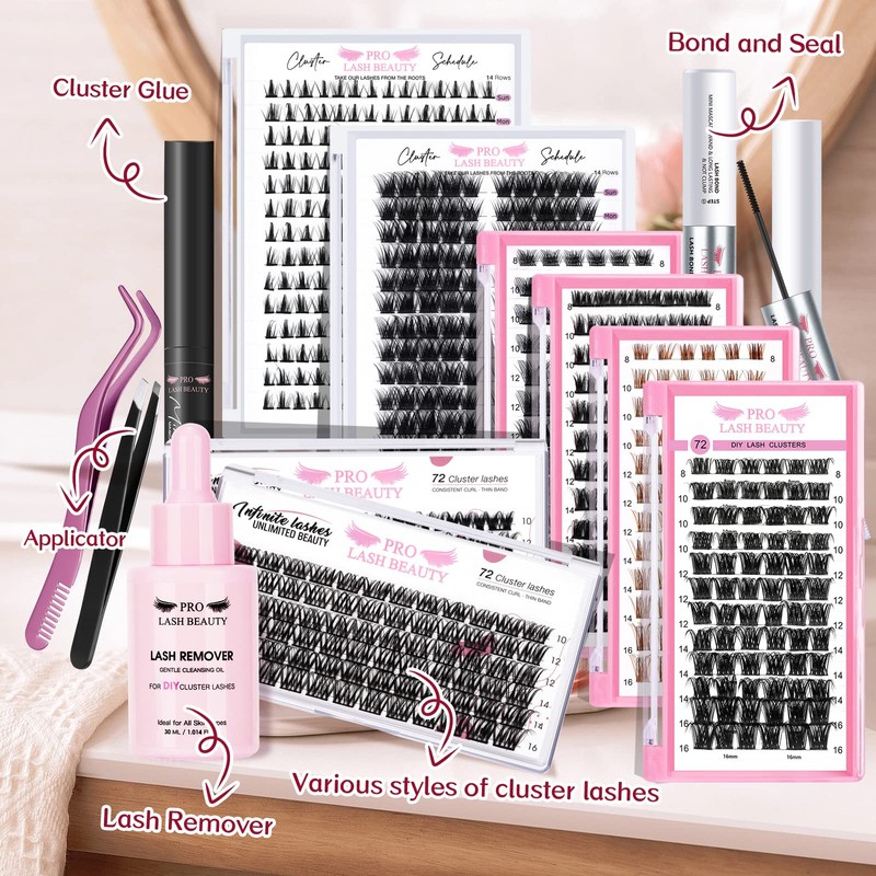 Cluster Eyelashes, Pack of 72 Individual Eyelashes, Eyelash Clusters, DIY