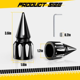 AUTOJDM 3.6"Motorcycle Chrome Front Axle Nut Covers,CNC Left&Right Spike Fron Axle Nut Caps Compatible with Harley Touring Sportster Dyna Softail Street Tri Glide Road King Electra Fat Boy (Black)