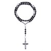Jovivi Black Obsidian White Turquoise Rosary Beads Necklace Hematite Cross