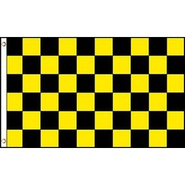 3x5 Yellow & Black Checkered Flag Lot of 2 Flags Super Polyester Nylon Flag 3'x5' House Banner 90cm x 150cm Grommets Double Stitched Premium Quality Indoor Outdoor Pole Pennant (New)