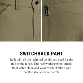 KUIU Switchback Pant - Water & Stain Resistant, 2-Way Stretch, Secure Thigh Pocket, Reinforced Knife Feature, Articulated Knees, Durable & Versatile for Hiking and Everyday Wear Khaki