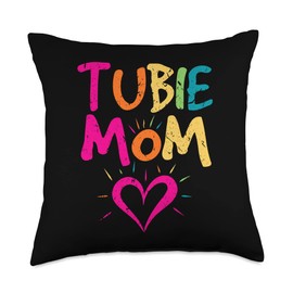 Tubie Mom Feeding Tube Gastrostomy Button Awareness Throw Pillow
