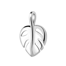MATERIA by Matthias Wagner Monstera Leaf Pendant Necklace Women's Rhodium-Plated 925 Silver 40-60 cm, Silver