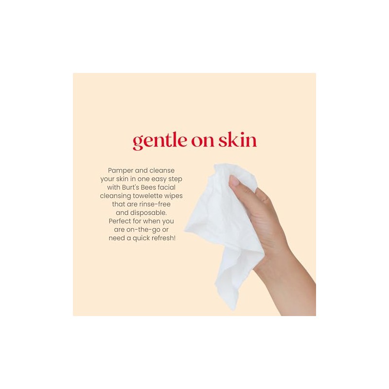 Burts Bees Sensitive Facial Cleansing Towelettes with Cotton Extract, 30