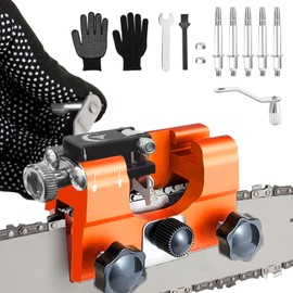 Chainsaw Sharpener, Chain Sharpener for Chainsaws, Chainsaw Sharpener, Portable Hand Cranks Chainsaw Sharpener Kit with 5 Grinding Heads, Chainsaw Sharpening for All Types of Chainsaws