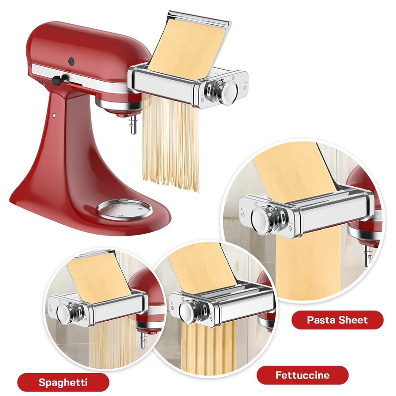 Pasta Maker Attachment for KitchenAid Stand Mixer, 3-in-1 Pasta Maker