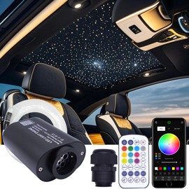 Starlight Headliner Kit Sound Activated Star Ceiling Lights Fiber Optic Lights Mini White with Bluetooth APP & Remote Control 300 Pieces 6.5ft/2m Fiber Optical Cable