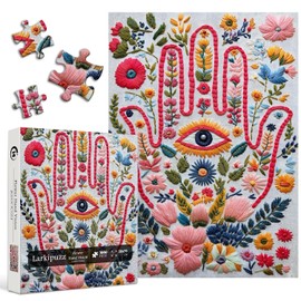 Rompecabezas de flores para adultos, 1000 piezas, rompecabezas de flores silvestres colorido Larkipuzz, mano de ojo, difícil imposible, bordado de plantas como arte casero