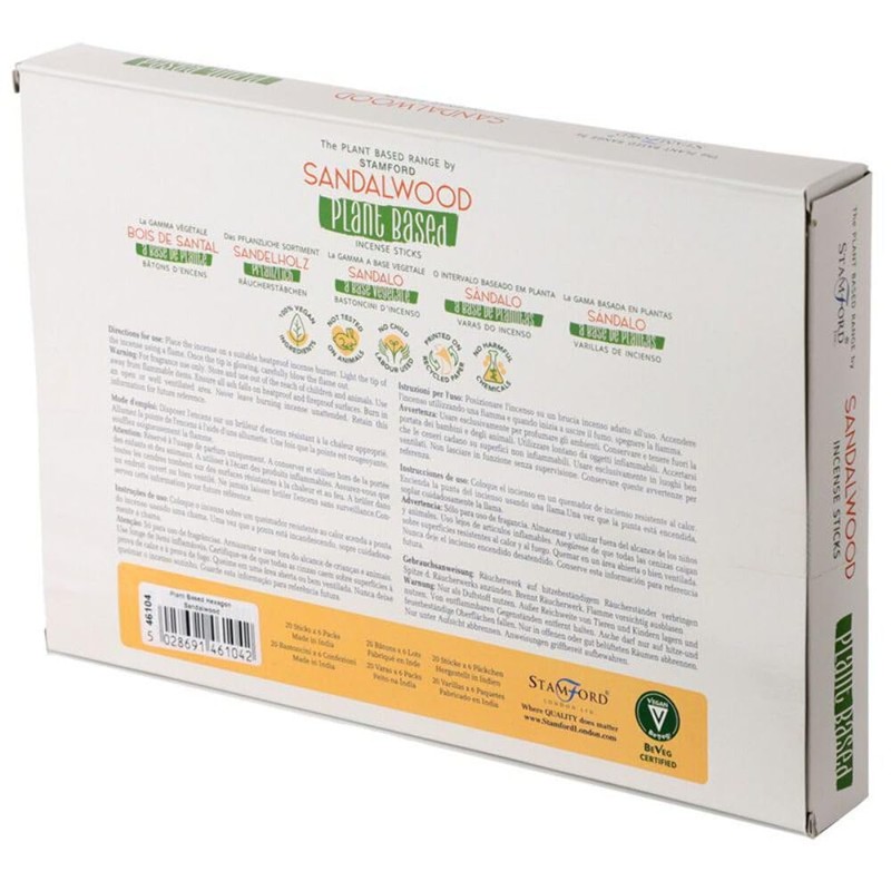 6x Premium Plant Based Stamford Hex Incense Sticks - Sandalwood