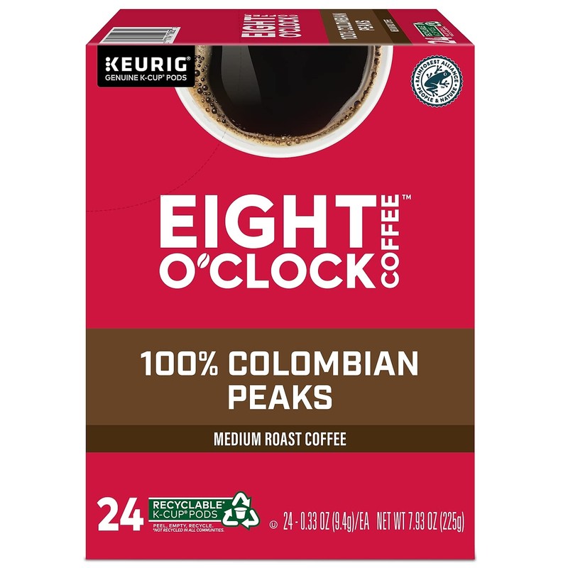 Eight O'Clock Coffee Colombian Peaks, Single-Serve Keurig K-Cup Pods, Medium