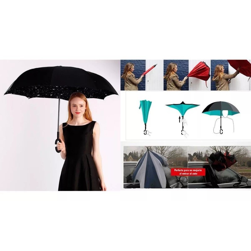 Misorel 6 Paraguas Sombrilla Invertido Doble Capa