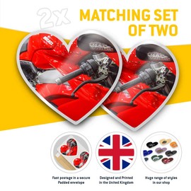 2 x Heart Stickers 7.5 cm - Red Sports Bike Motorbike Biker Fun Decals for Laptops,Tablets,Luggage,Scrap Booking,Fridges, #12332