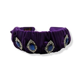 FunCosta Vintage rhinestone headband for women, velvet hair twist wide headband, fashion cute hair hoop headbands for girls. Hand-sewed vintage rhinestone headband. Assorted colors (Violet)