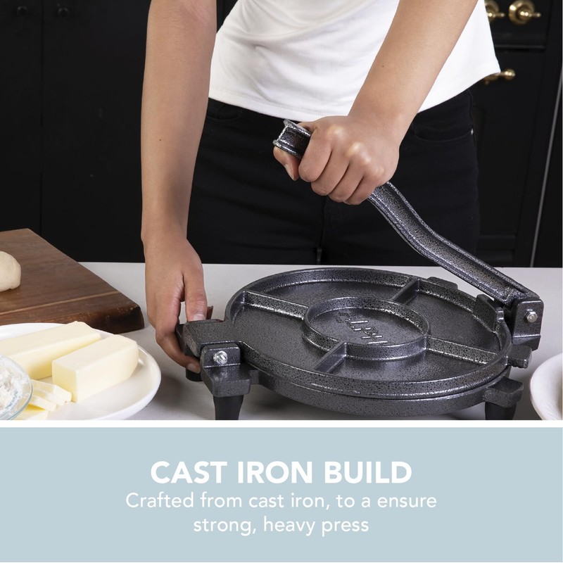 ALPHA LIVING Tortilla Press – 10 Inch Cast Iron Quesadilla