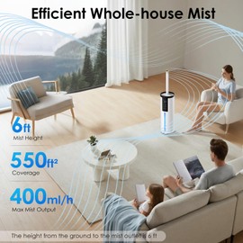 Humidifiers for Bedroom - GloryAir 2.11Gal (8L) Quiet Top Fill Cool Mist Humidifier Large Room 550 ft² 120H Runtime with Humidistat, Auto Mode Diffuser 7-Color Light for Plants Baby Adults Office Home