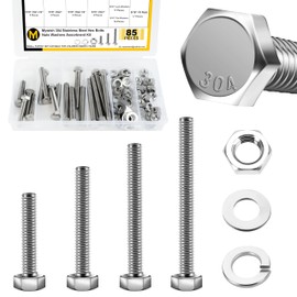 Mywish 5/16 Bolts, 85Pcs 5/16-18 Bolts and Nuts Kit with 1-1/2", 2", 2-1/2", 3" Hex Bolts Kit, 304 Stainless Steel 5/16 Screws Nut and Bolt Assortment Kit with 4 Common Sizes and Cross-Drilled Tail