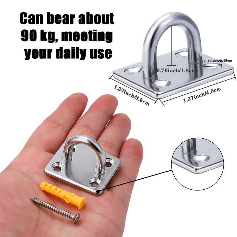RosewineC 2pcs M6 Eye Plate Marine Hardware Staple Ring Hook