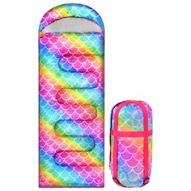 Ausletie Camping Sleeping Bag for Kids Girls Boys,3 Season Warm Sleeping Bag Waterproof Portable for Outdoors Traveling,Camping