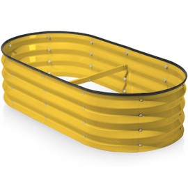 Galvanized Raised Garden Beds Outdoor // 4×2×1 ft Planter Raised Beds for Gardening, Vegetables, Flowers (Yellow) // Large Metal Garden Box