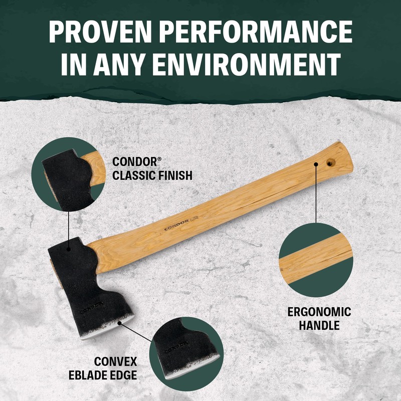 Condor Tool & Knife Woodworker Axe 1.5 Lb W/Leather Sheath