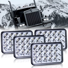 BLIAUTO 4x6 Inch LED Headlights Dot Approved 4pcs Rectangular Hi/Low Sealed Beam Headlamps Replace H4651 H4652 H4656 H4666 H4668 H4642 H6545 LED Headlight for Truck Kenworth T800 Peterbilt 378 379