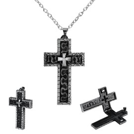 Oslynia Squid Game Cross Necklace for Men, Antique Cross Pendant Necklace with Secret Compartment, Squid Games Cross-Shaped 3D Printed Design Pendant Necklaces