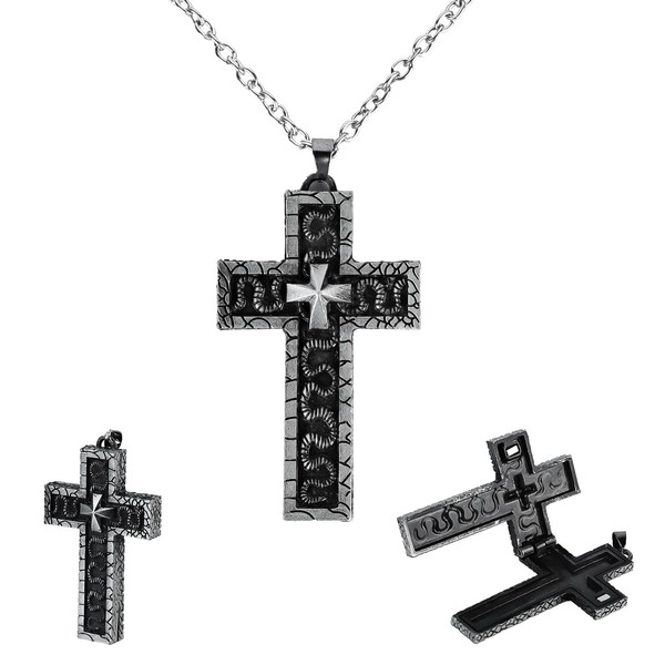 Oslynia Squid Game Cross Necklace for Men, Antique Cross Pendant
