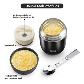 Insulated Food Container, 450 ml Stainless Steel Food Container, Baby Food, Insulated Container with Spoon, Warming Box, Thermal Container, Keep Soup Hot & Cold for School, Outdoors, Office