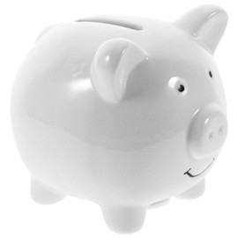 VOSAREA Ceramic Piggy Bank White Piggy Bank Children Pig Money Box to Open Adult Money Box Piggy Bank Gifts