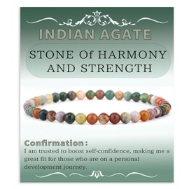 4mm Indian Agate - Handmade Reiki Gemstone Stretch Bracelet, Natural Beauty & Spiritual Essence, Crystal Healing for Unisex Adults