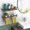 Meangood Floating Shelves Wall Mounted Set of 2, Rustic Wood