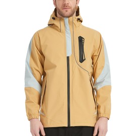 Arasiyama Men's Lightweight Waterproof Rain Jacket Windproof Raincoat with Hood Outdoor Ventures for Hiking Golf Travel