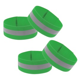 PATIKIL Adjustable Reflective Running Bands for Wrist Arm Ankle Leg 13.8x1.5Inch, 4 Pack High Visibility Reflective Armbands Gear for Women Men Night Running Walking Cycling, Dark Green