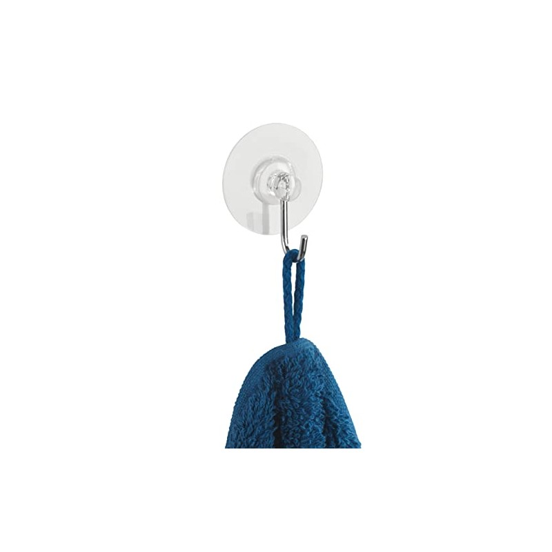 WENKO Static-Loc Nickel Hooks Round Transparent, Fixing No Drilling, Set