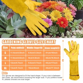 AMFUN Leather Gardening Gloves for Women/Men, Leathers Working Glovesing Work, Long Gardens Gloveing,Thorn Proof Cowhide, Utility Heavy Duty Garden Gloved for Brambles, Rose Pruning & Outdoor Work-L