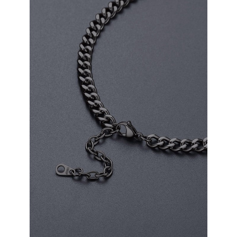 Bandmax Black K Necklace for Men Women 18 Inch Cuban